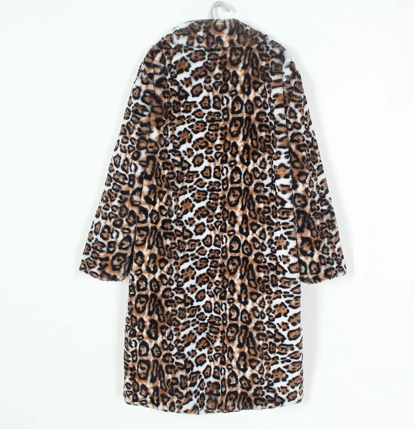 Leopard Print Cardigan for Women Winter Luxury Faux Fur Warm Coats Open Front Long Sleeve Dressy Shaggy Jackets