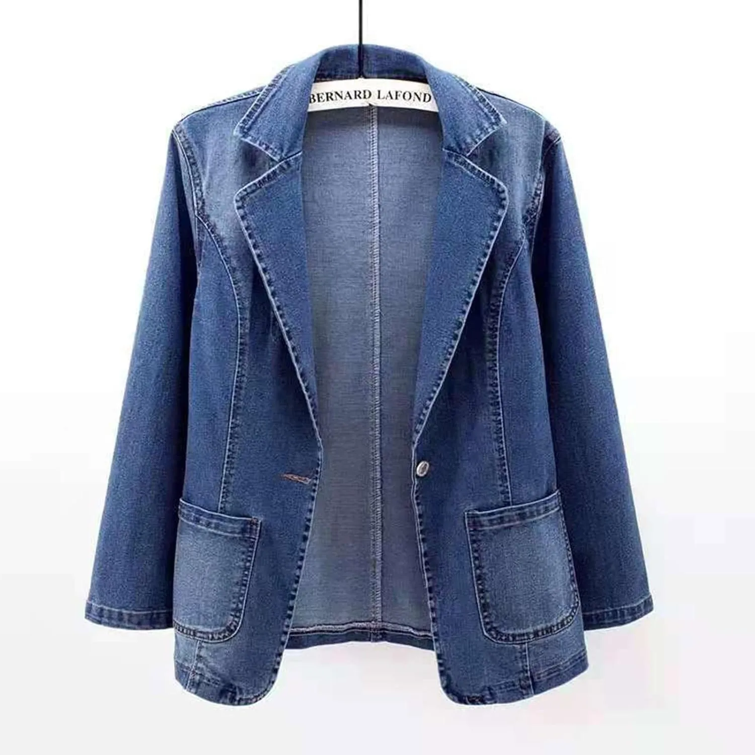 Lmdudan Women's Casual Denim Jackets Ladies Oversized Jean Jacket Loose Boyfriend Distresse Lapel Coat Tops for Autumn Winter
