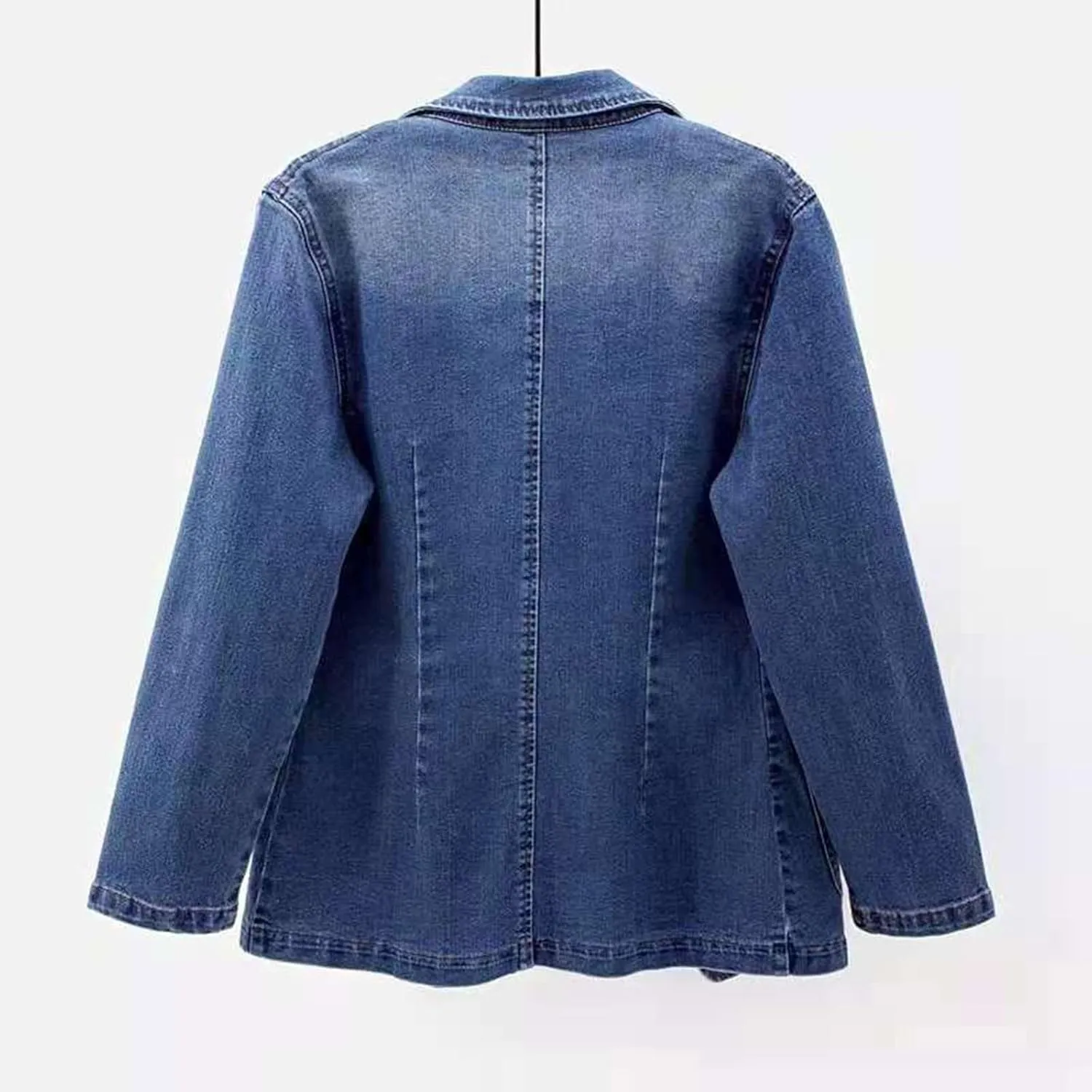 Lmdudan Women's Casual Denim Jackets Ladies Oversized Jean Jacket Loose Boyfriend Distresse Lapel Coat Tops for Autumn Winter