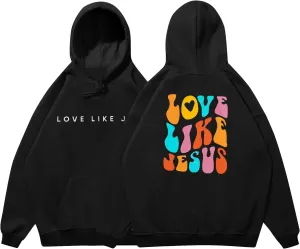 LUKYCILD Christian Tshirts Women Love like Jesus Sweatshirt Jesus Faith Shirts Religious God Oversized Pullover Hoodie
