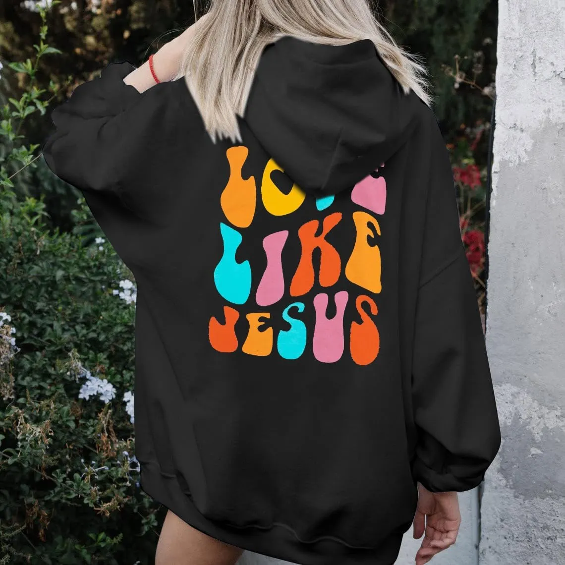 LUKYCILD Christian Tshirts Women Love like Jesus Sweatshirt Jesus Faith Shirts Religious God Oversized Pullover Hoodie