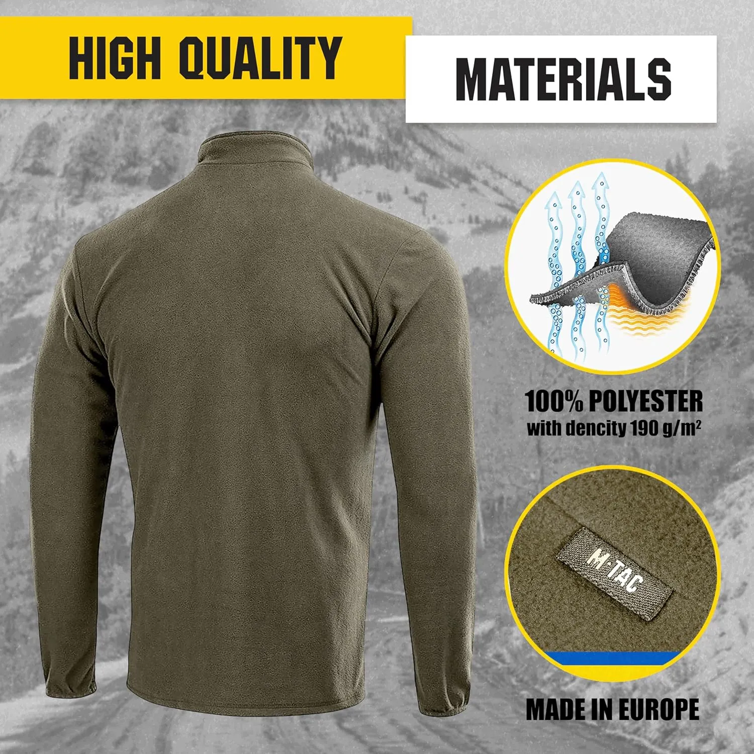 M-Tac Quarter Zip Pullover Men - Fleece Lined Thermal Shirt for Men - Lightweight Tactical Long Sleeve Shirt Top Delta