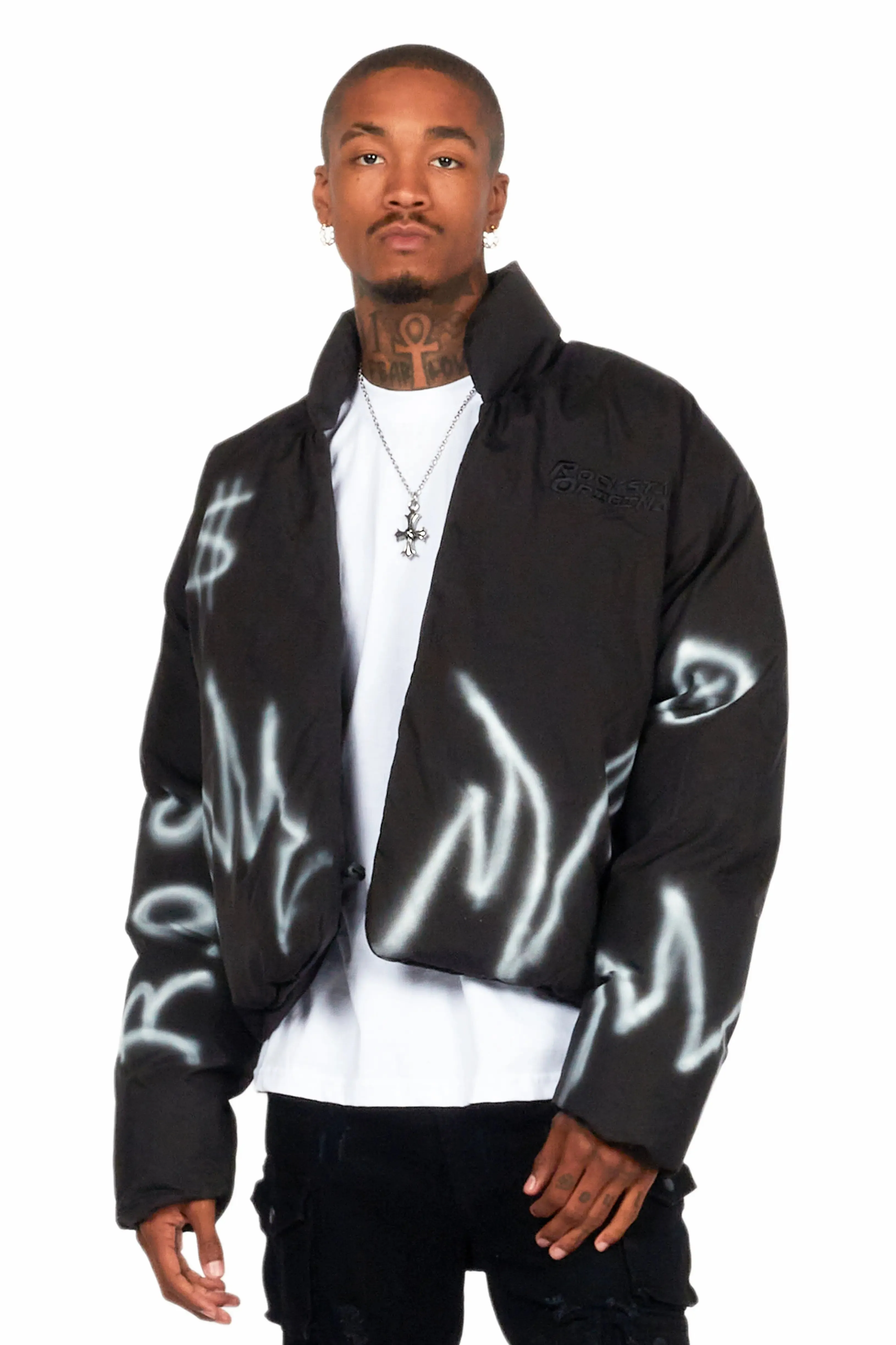 Madok Black Graphic Puffer Jacket