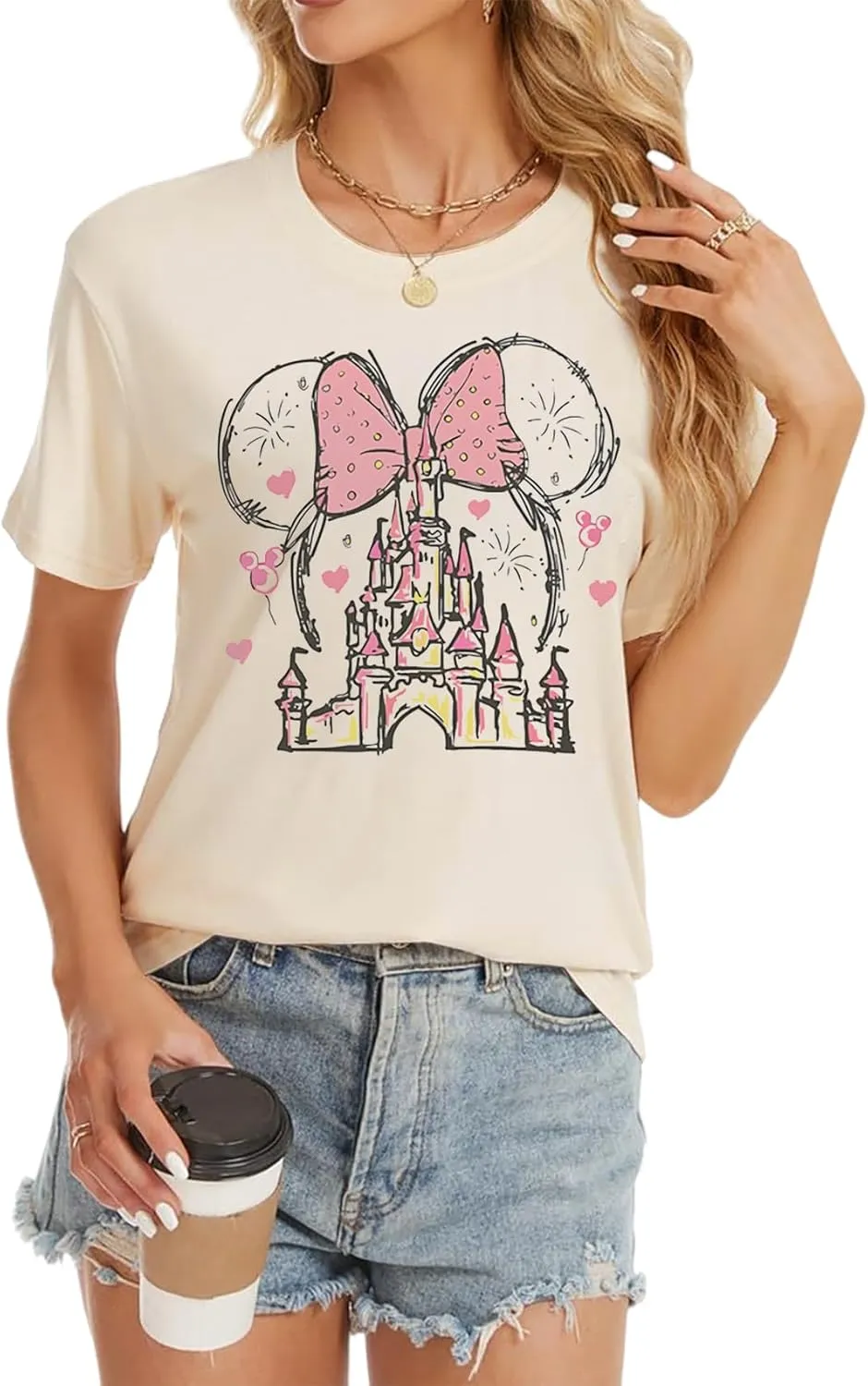 Magical Shirt for Women Castle Graphic Tee Magic Kingdom T Shirt Cute Holiday Vacation Shirt Short Sleeve Casual Tops