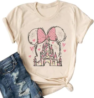 Magical Shirt for Women Castle Graphic Tee Magic Kingdom T Shirt Cute Holiday Vacation Shirt Short Sleeve Casual Tops