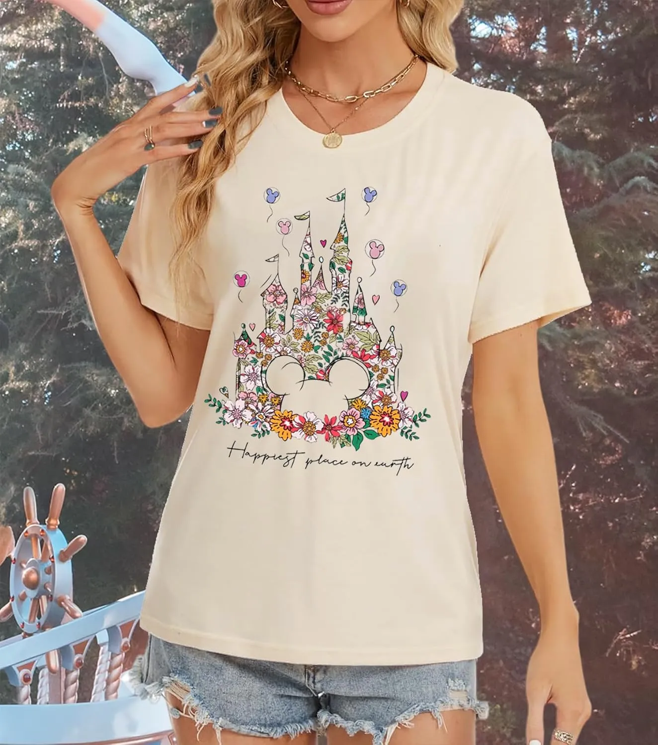Magical Shirt for Women Castle Graphic Tee Magic Kingdom T Shirt Cute Holiday Vacation Shirt Short Sleeve Casual Tops