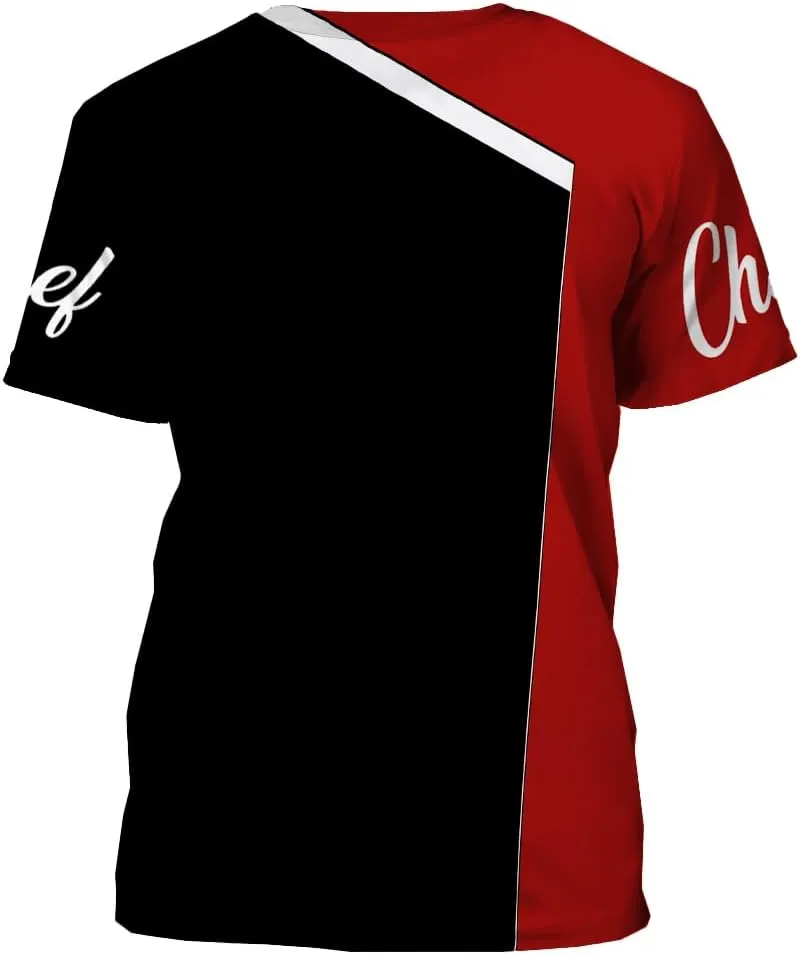 Mens 3D Print Chef T-Shirt Short Sleeve Chef Coat Chef Jacket Pattern Quick Dry Cook Shirt BBQ Shirt