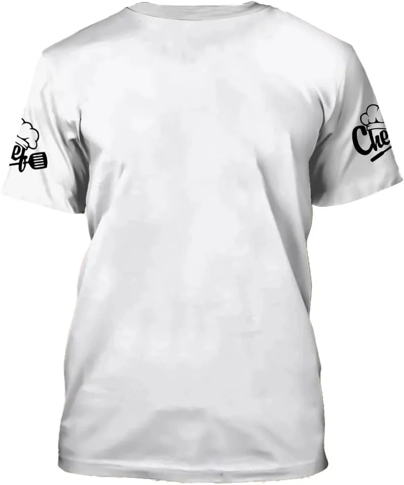 Mens 3D Print Chef T-Shirt Short Sleeve Chef Coat Chef Jacket Pattern Quick Dry Cook Shirt BBQ Shirt