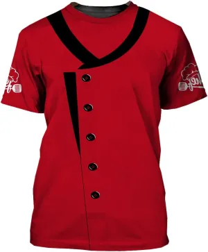 Mens 3D Print Chef T-Shirt Short Sleeve Chef Coat Chef Jacket Pattern Quick Dry Cook Shirt BBQ Shirt