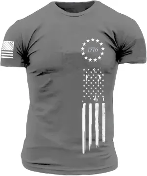 Men's American Flag Short Long Sleeve T-Shirt