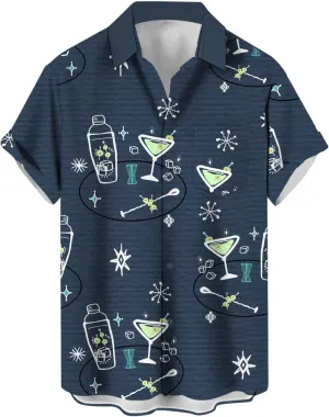 Mens Button Down Short Sleeve Shirt Shirt Collar Abstract Printed Shirts Casual Beach Tops