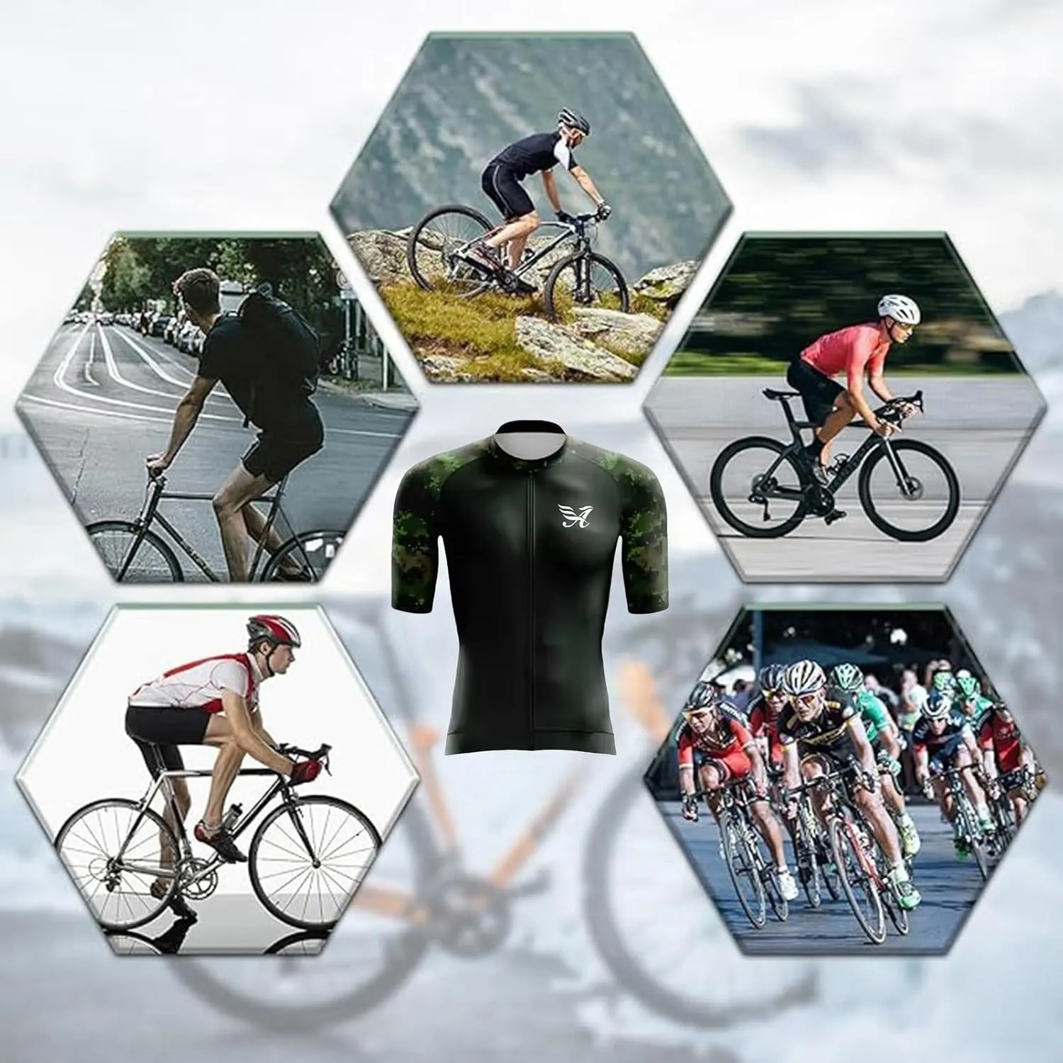 Men's Cycling Apparel, Cycle Jersey Mens Short Sleeve Set Breathable Quick Dry Bike Shirt bib Shorts Cycling Suits