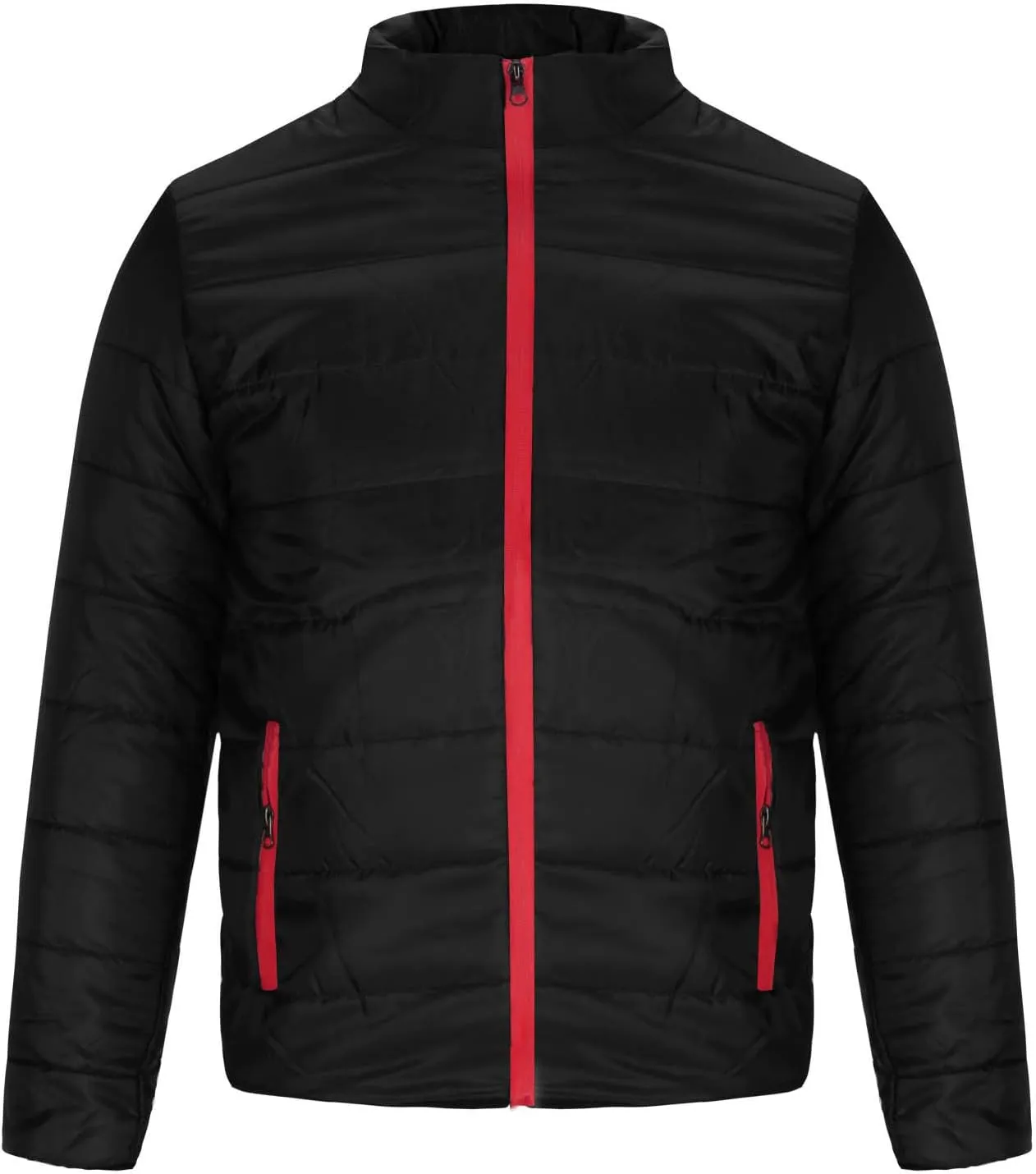 Mens Down Winter Coats Warm Puffer Jacket Stand Collar Cotton Padded Waterproof Outerwear with Zipper Pockets
