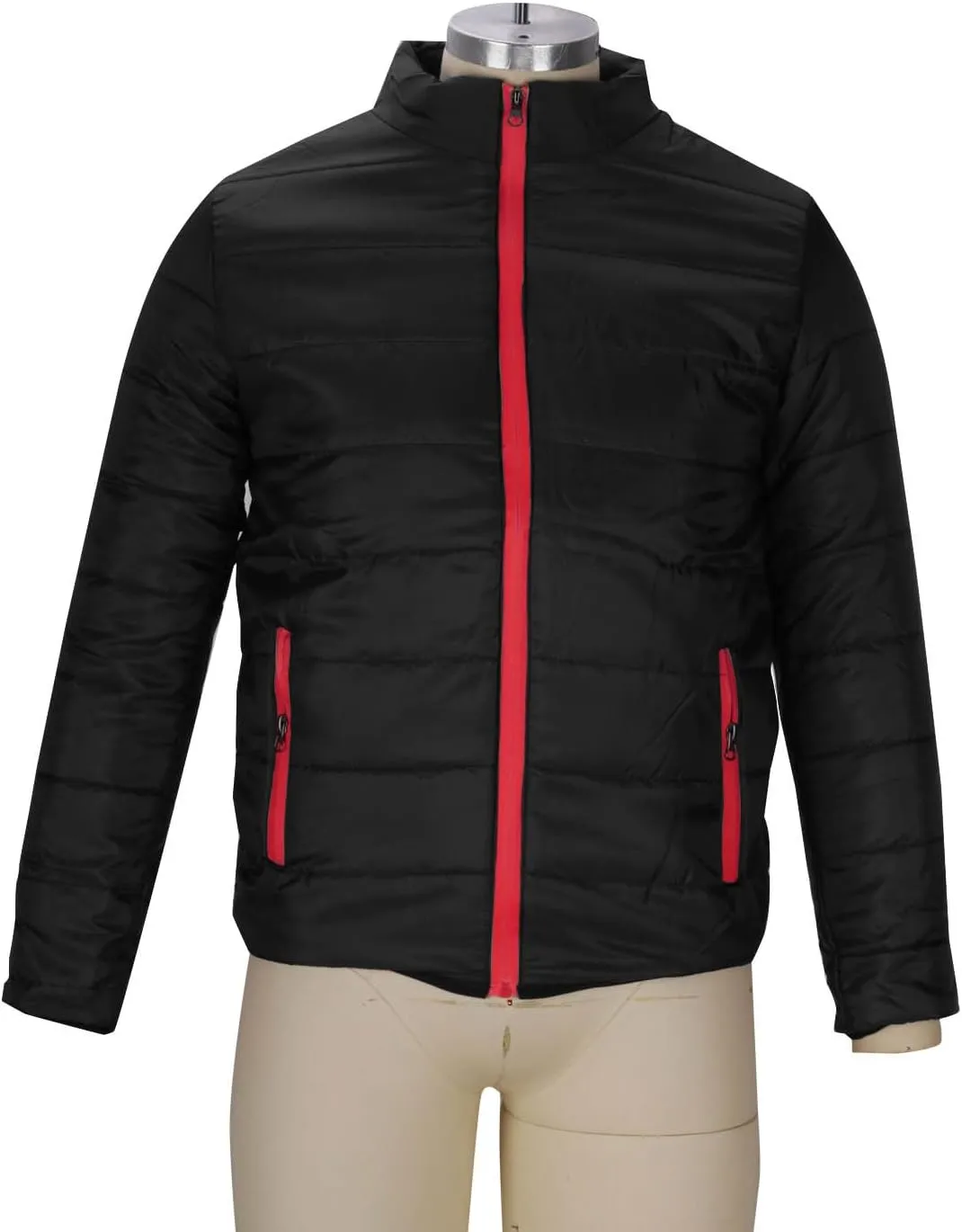 Mens Down Winter Coats Warm Puffer Jacket Stand Collar Cotton Padded Waterproof Outerwear with Zipper Pockets