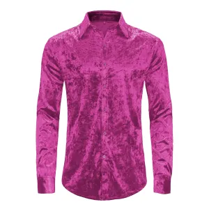 Mens Dress Shirts Velvet Long Sleeve Shirts