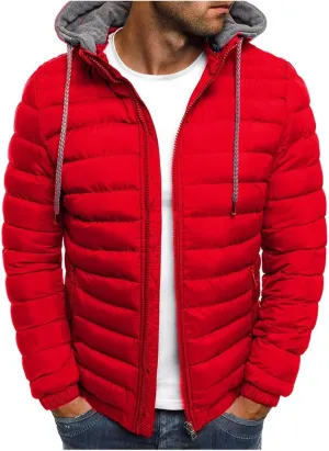 Men's Essential Lightweight Down Puffer Jacket Packable Winter Coat with Zip-Up Detachable Hood Warm Insulation