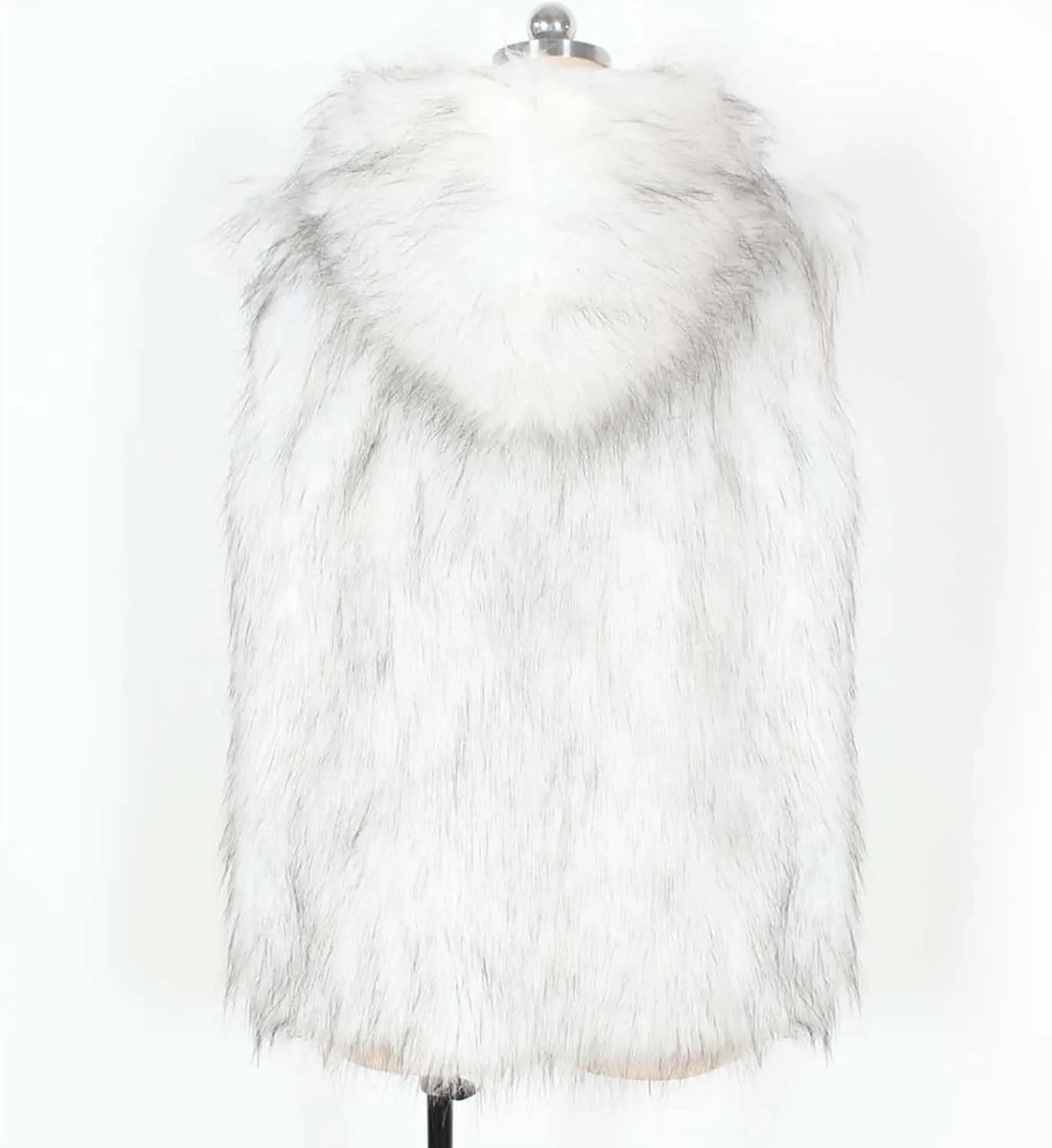 Mens Faux Fur Vest Open Front Sleeveless Hooded Cardigan Fluffy Plush Winter Fashion Faux Fur Hoodie Jackets