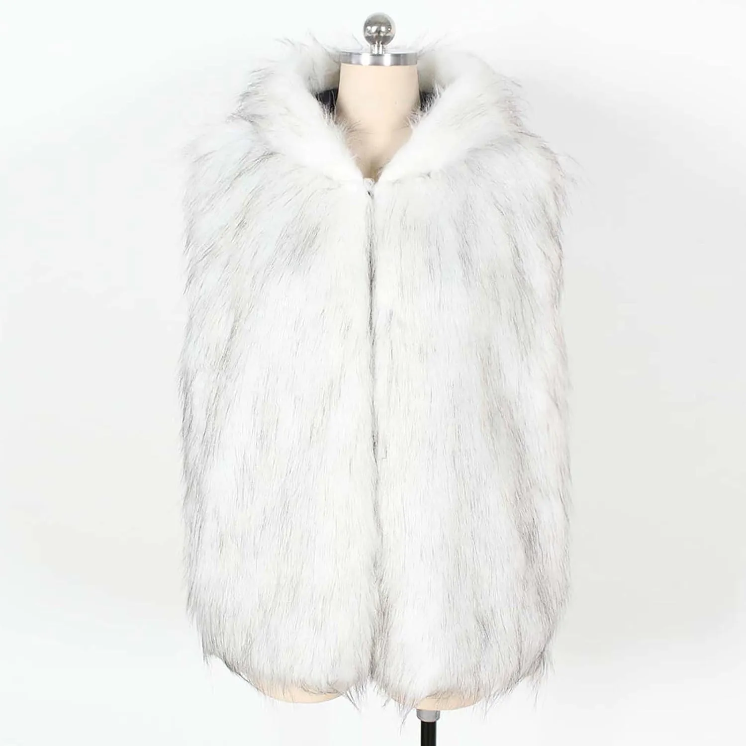 Mens Faux Fur Vest Open Front Sleeveless Hooded Cardigan Fluffy Plush Winter Fashion Faux Fur Hoodie Jackets