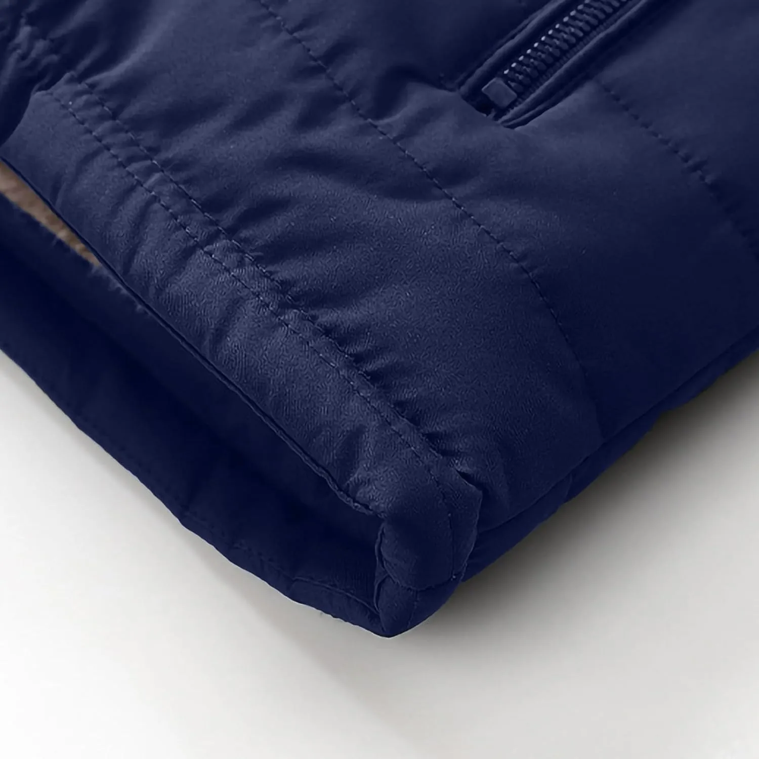 Men's Fleece Lined Hooded Puffer Jacket Packable Winter Down Coat Cotton Padded Warm Jackets with Zipper Pockets