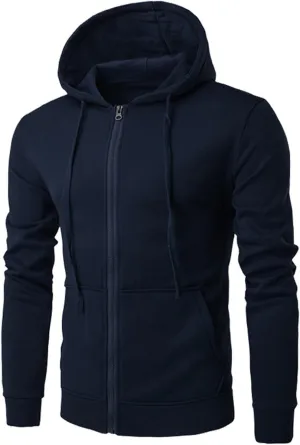 Mens Hoodies Casual Zip Up Outdoor Jackets Long Sleeve Running Workout Coats Trendy Solid Color Outwear With Pocket