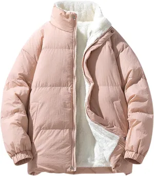 Mens Insulated Winter Warm Jackets Windproof Stand Collar Cotton Quilted Jackets Thicken Thermal Snow Padded Coats