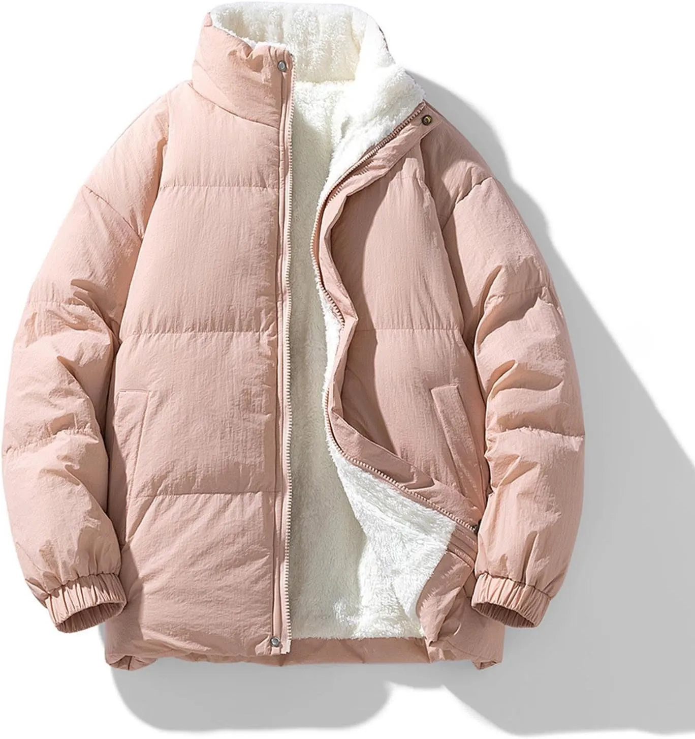Mens Insulated Winter Warm Jackets Windproof Stand Collar Cotton Quilted Jackets Thicken Thermal Snow Padded Coats