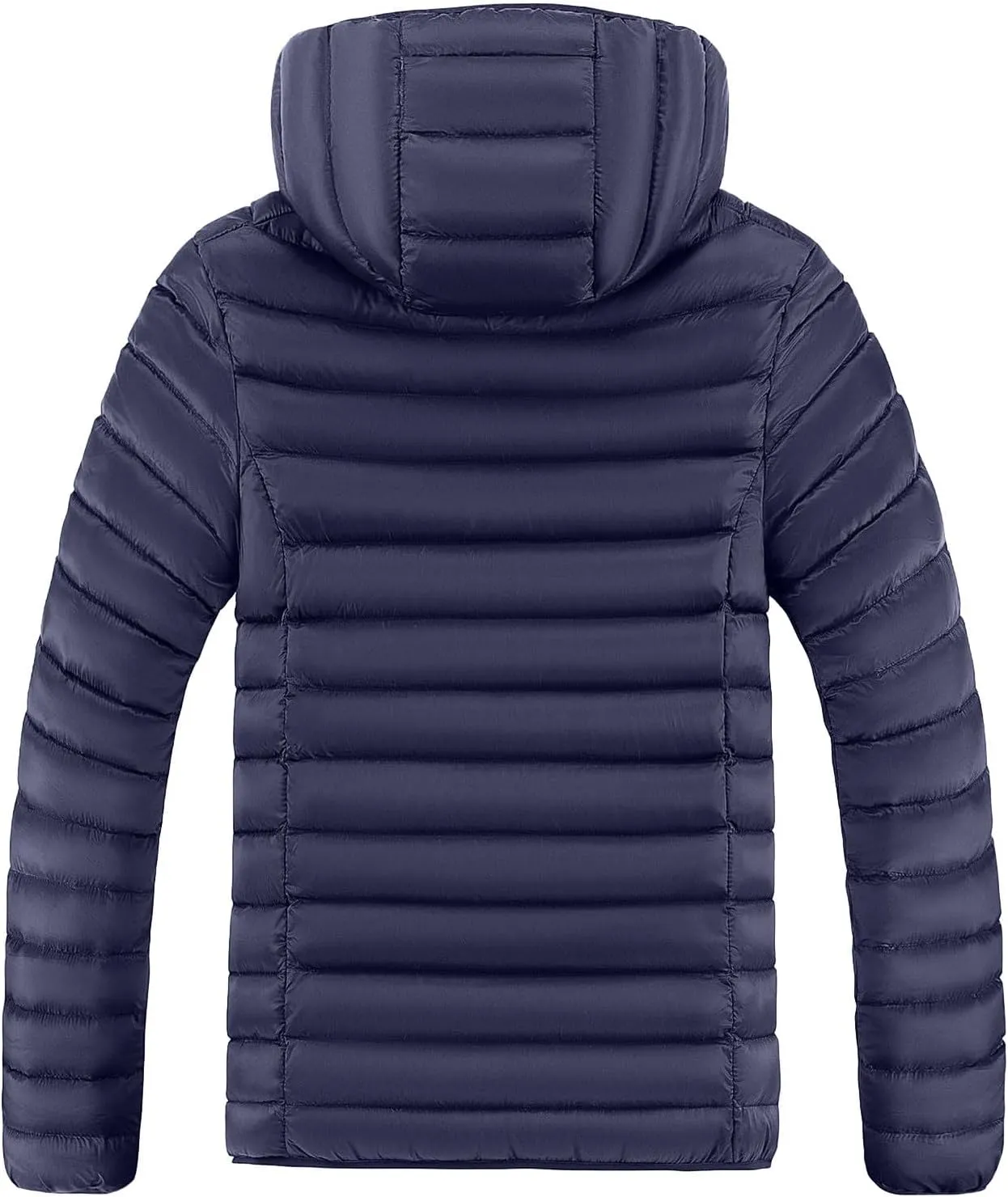 Mens Lightweight Down Jackets with Hood Zip Up Warm Winter Padded Puffer Jacket Packable Bubble Coats Quilted Outwear