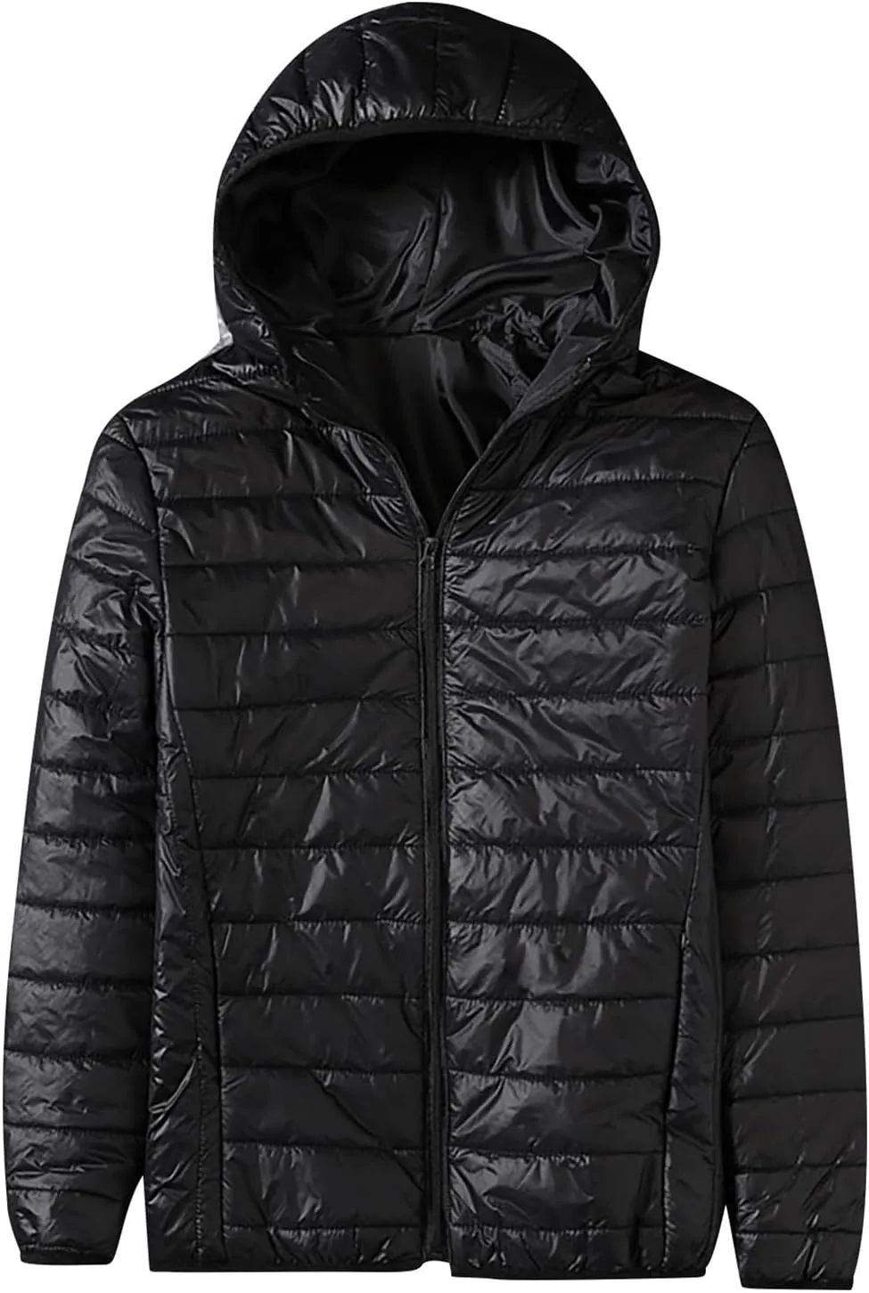 Mens Lightweight Down Jackets with Hood Zip Up Warm Winter Padded Puffer Jacket Packable Bubble Coats Quilted Outwear