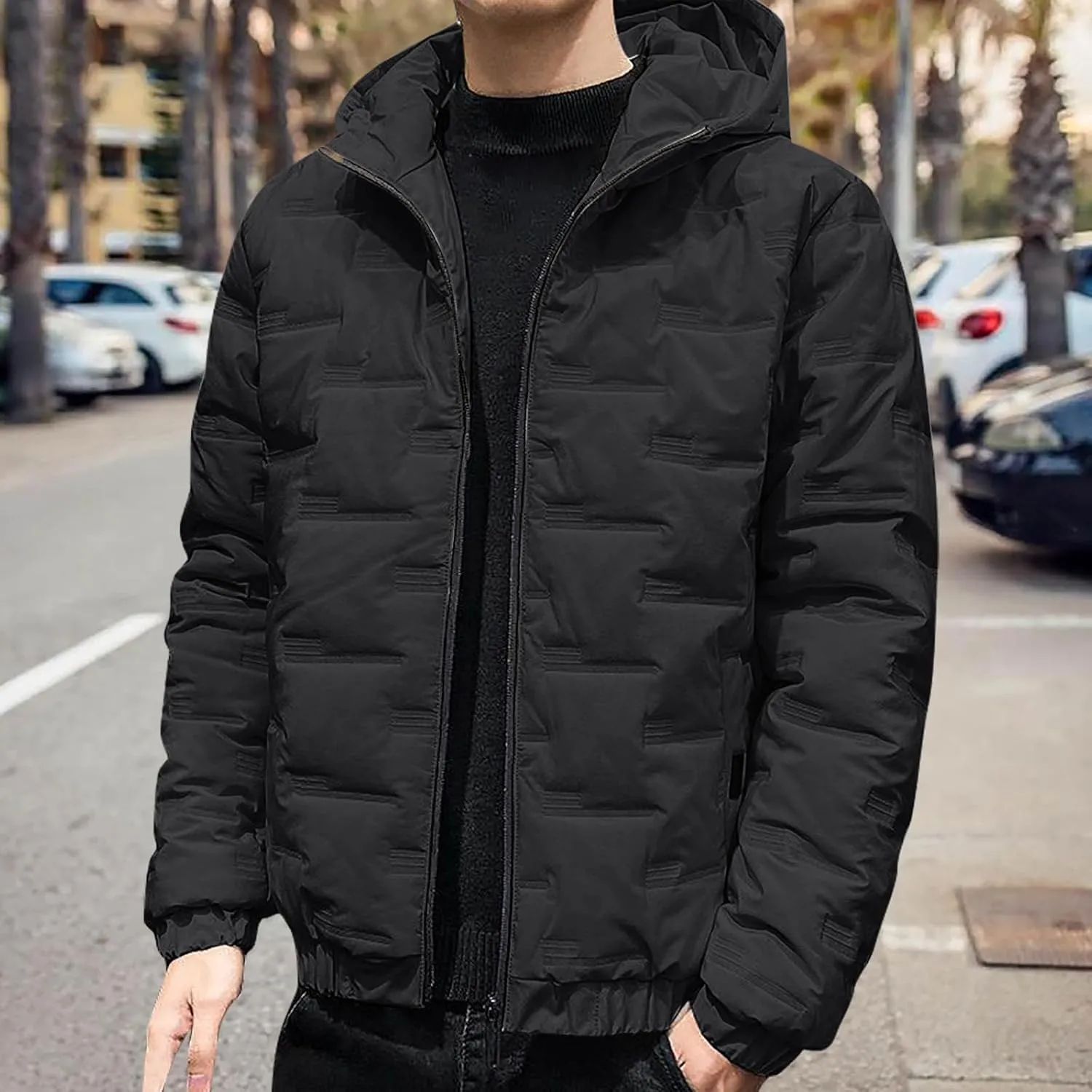 Mens Lightweight Packable Puffer Jacket Winter Insulated Puffy Coat Water Repellent Warm Quilted Jackets Travel