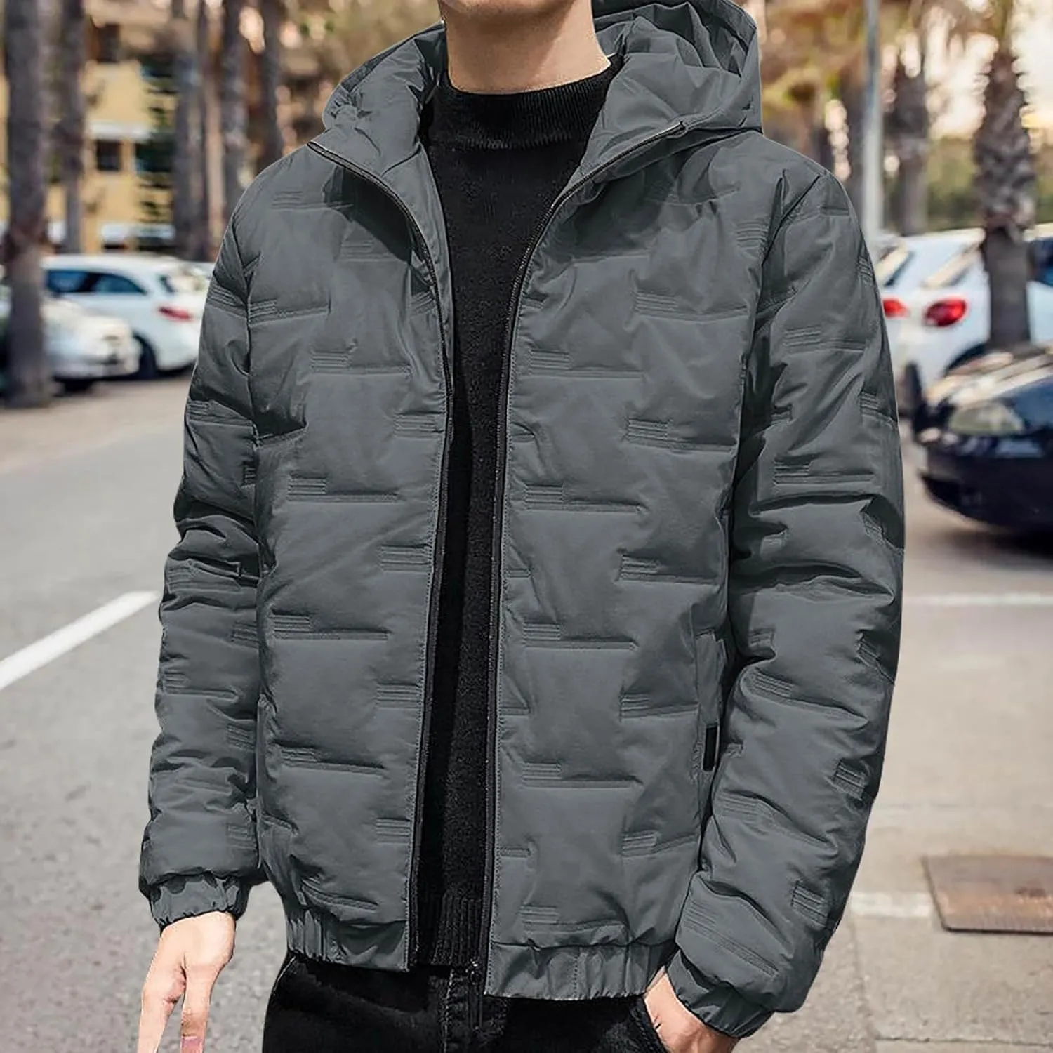 Mens Lightweight Packable Puffer Jacket Winter Insulated Puffy Coat Water Repellent Warm Quilted Jackets Travel