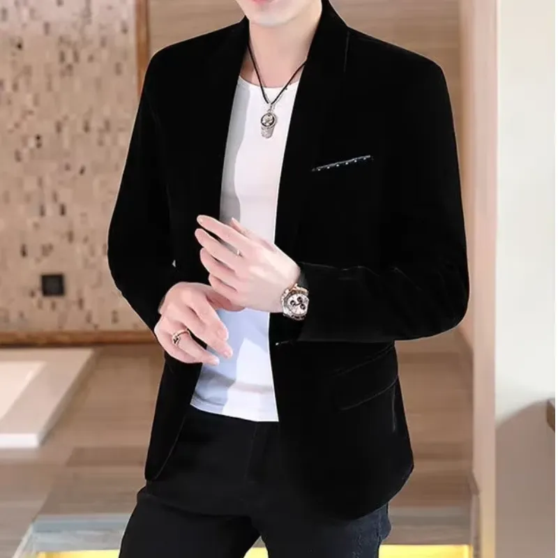Men's Luxurious Slim Fit One-Button Velvet Blazer | Ideal for All Seasons
