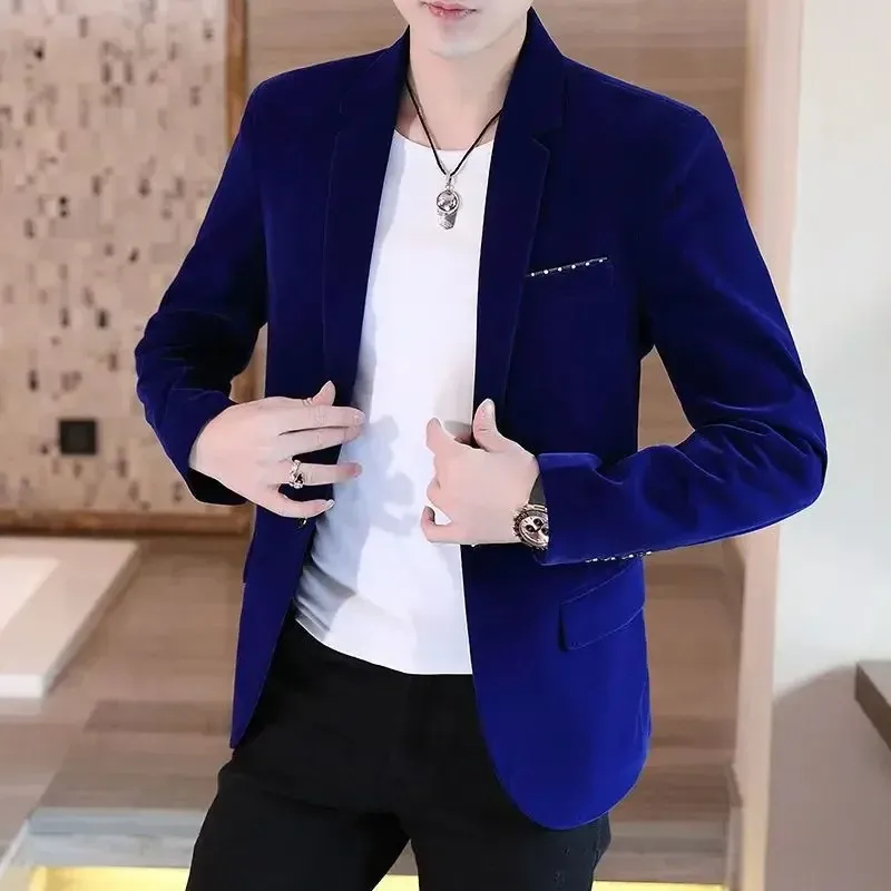 Men's Luxurious Slim Fit One-Button Velvet Blazer | Ideal for All Seasons
