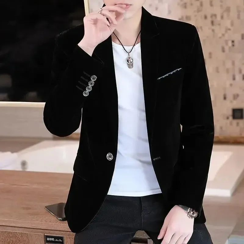 Men's Luxurious Slim Fit One-Button Velvet Blazer | Ideal for All Seasons