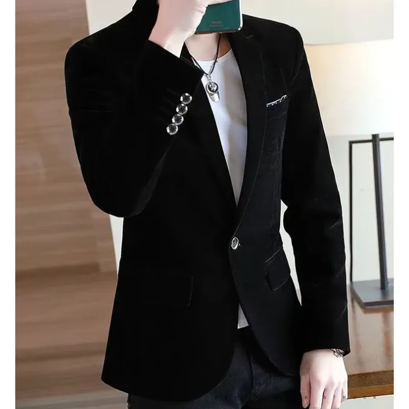 Men's Luxurious Slim Fit One-Button Velvet Blazer | Ideal for All Seasons