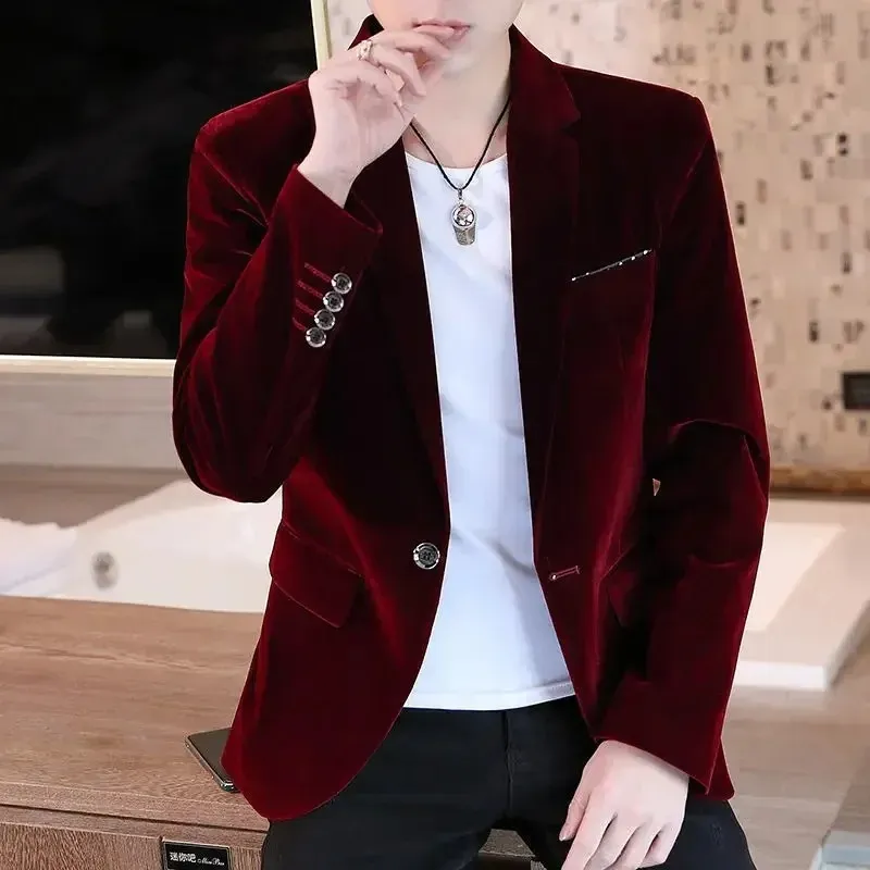 Men's Luxurious Slim Fit One-Button Velvet Blazer | Ideal for All Seasons
