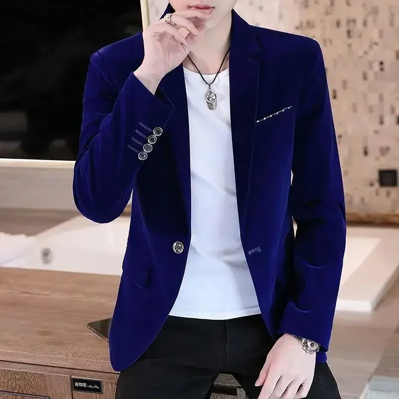 Men's Luxurious Slim Fit One-Button Velvet Blazer | Ideal for All Seasons