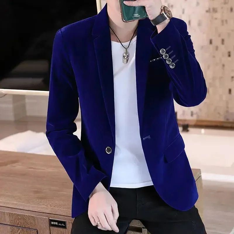 Men's Luxurious Slim Fit One-Button Velvet Blazer | Ideal for All Seasons