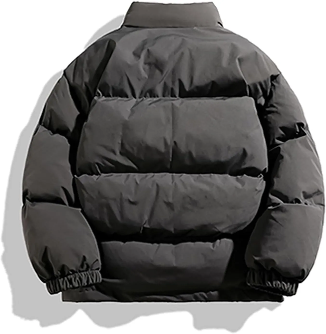 Men's Puffer Down Jackets 2024 Trendy Zipper Stand Collar Quilted Coat Winter Warm Coats Thermal Varsity Outerwear