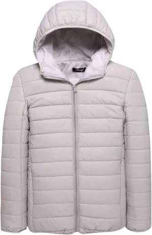 Men's Puffer Jacket Slim Fit Lightweight Down Coat with Hood Packable Quilted Jacket Casual Warm Winter Jacket