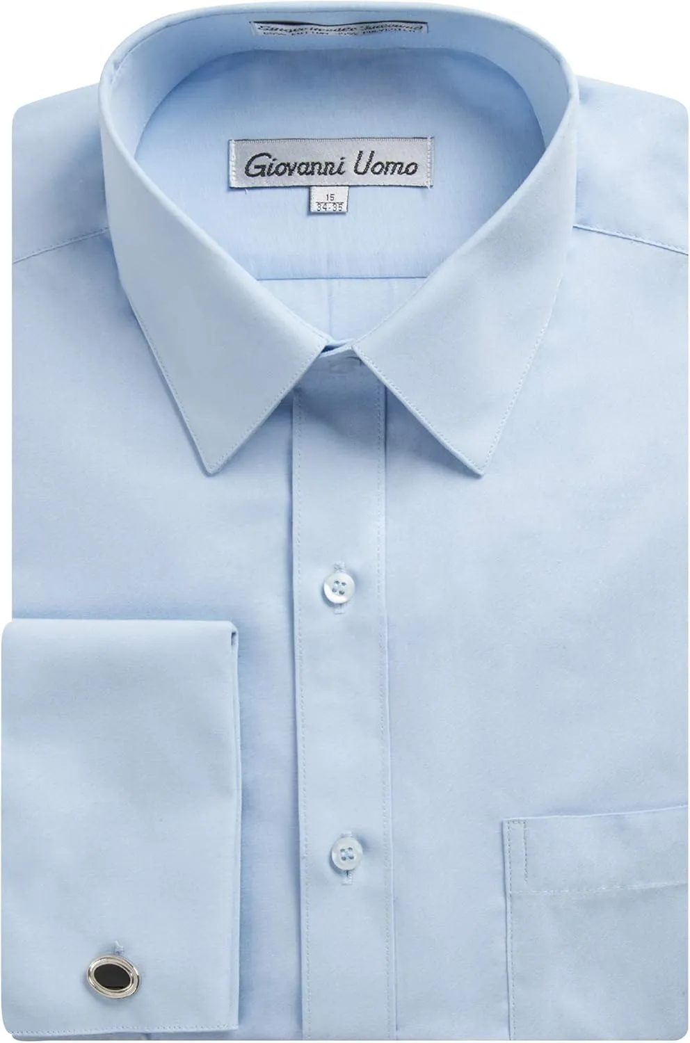 Men's Regular & Slim Fit French Cuff Solid Dress Shirt - Colors (Cufflink Included)