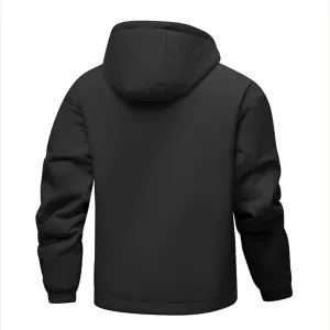 Men's Reversible Fleece Jacket Hooded Cotton-Padded Jacket Casual Warm Winter Outdoor Coat for Men Women