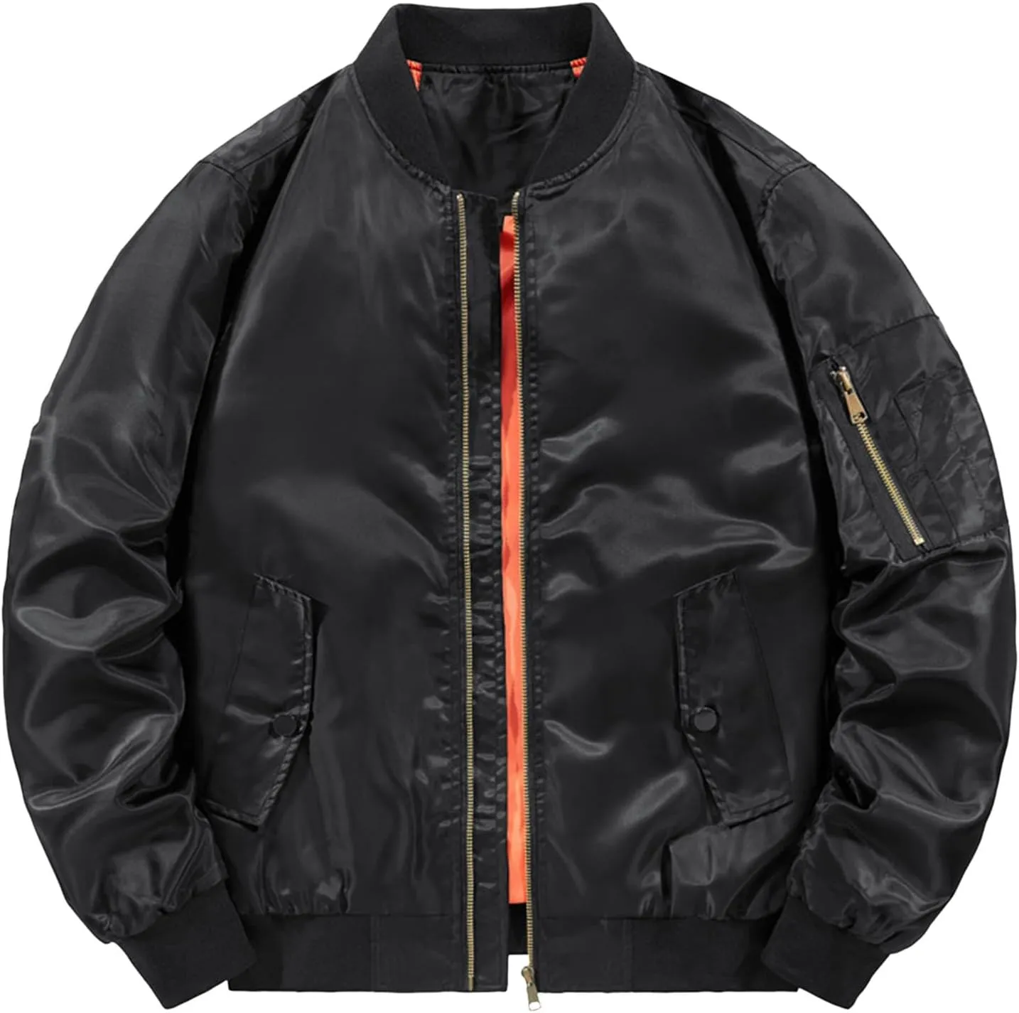 Men's Spring and Autumn Leisure Standing Neck Jacket Men's Air Force No.1 MA 1 Pilot Coat Jacket Fleece Coats for