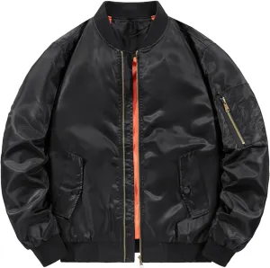 Men's Spring and Autumn Leisure Standing Neck Jacket Men's Air Force No.1 MA 1 Pilot Coat Jacket Fleece Coats for