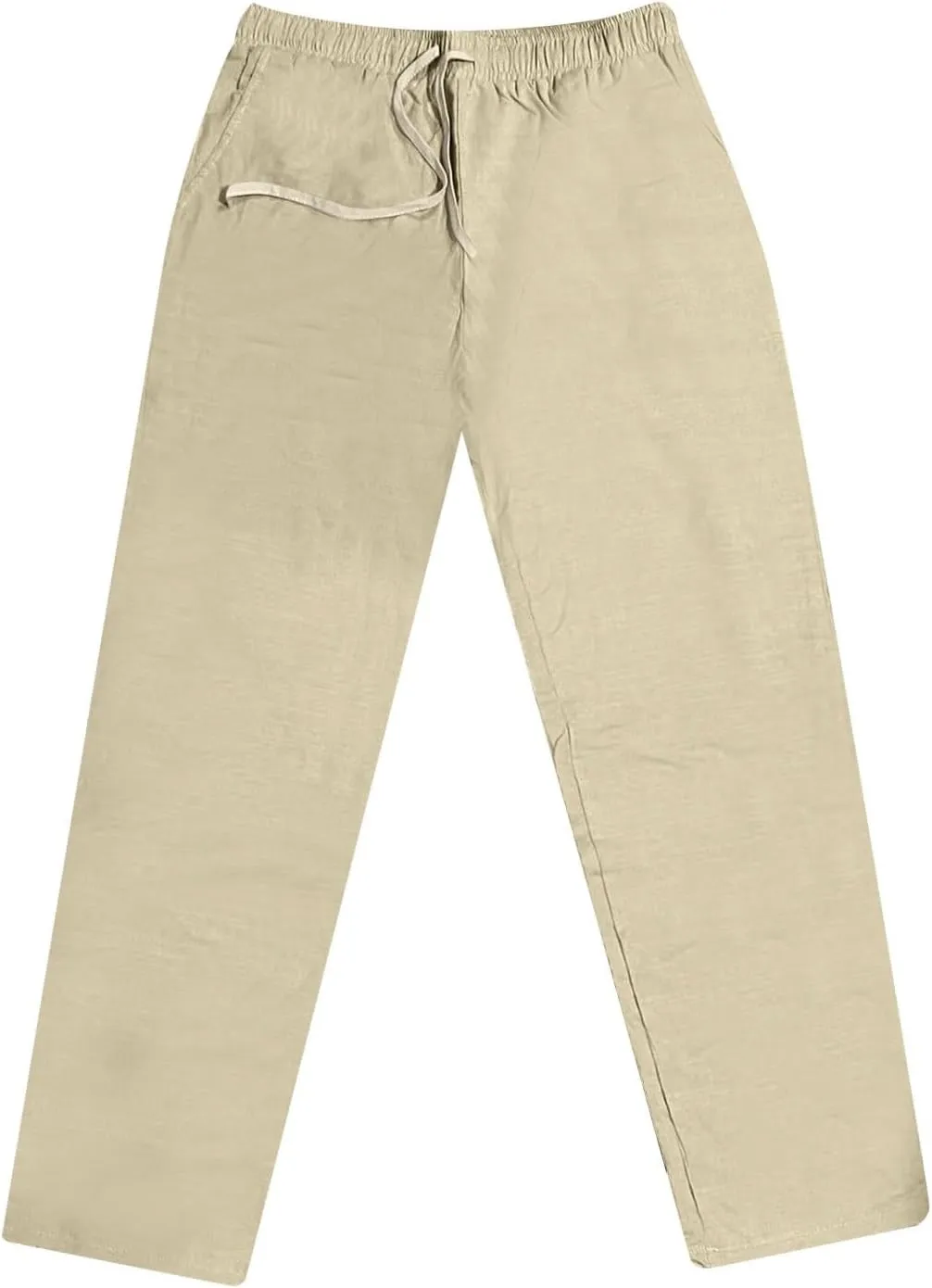 Men's Summer Cotton and Linen Solid Color Drawstring Loose Casual Outdoor Beach Pants 2025