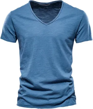 Mens T-Shirts Casual Plain V Neck Short Sleeve Shirts Classic Fit Cotton Undershirts Moisture Wicking Tees for Gym Workout