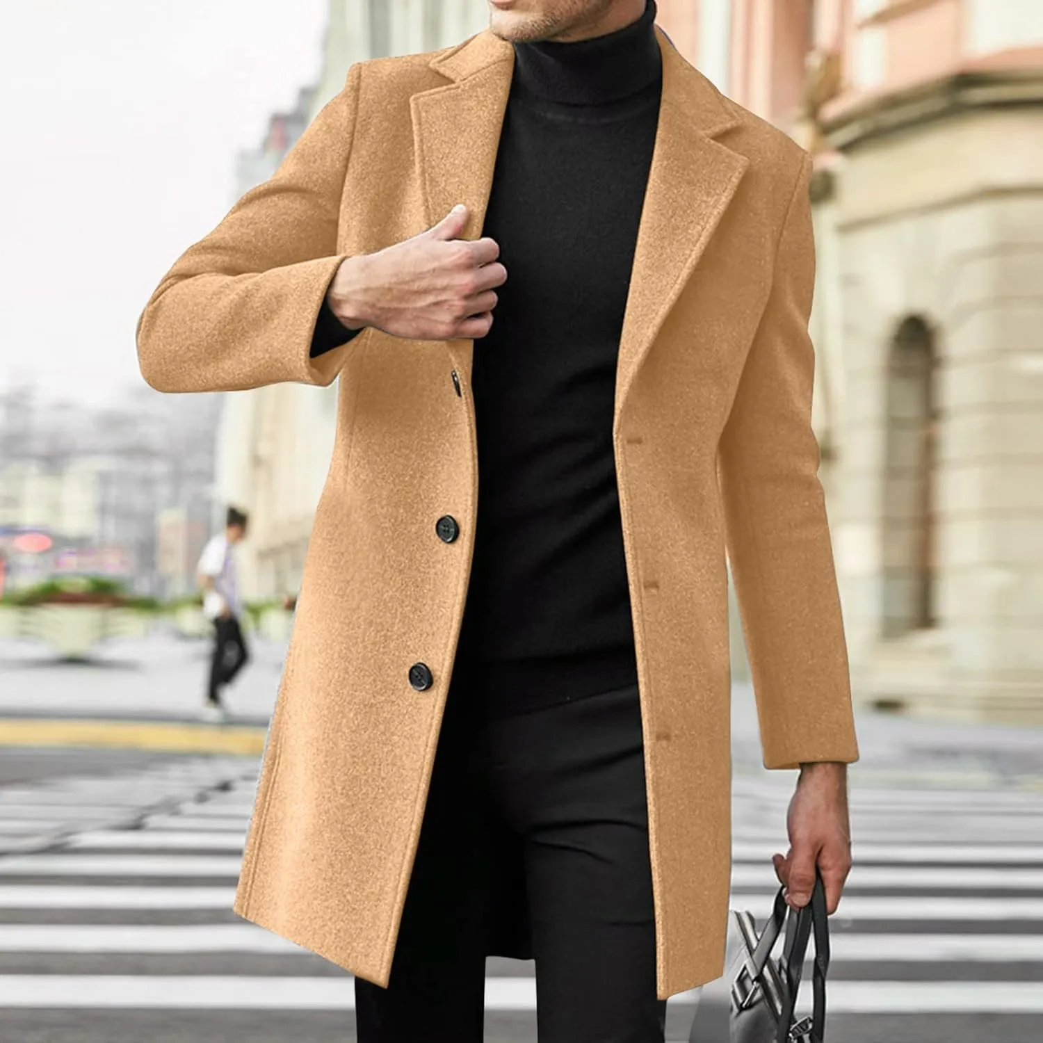 Mens T Shirts Winter Coat Lapel Collar Long Sleeve Padded Leather Jacket Vintage Thicken Coat Sheepskin Jacket Long