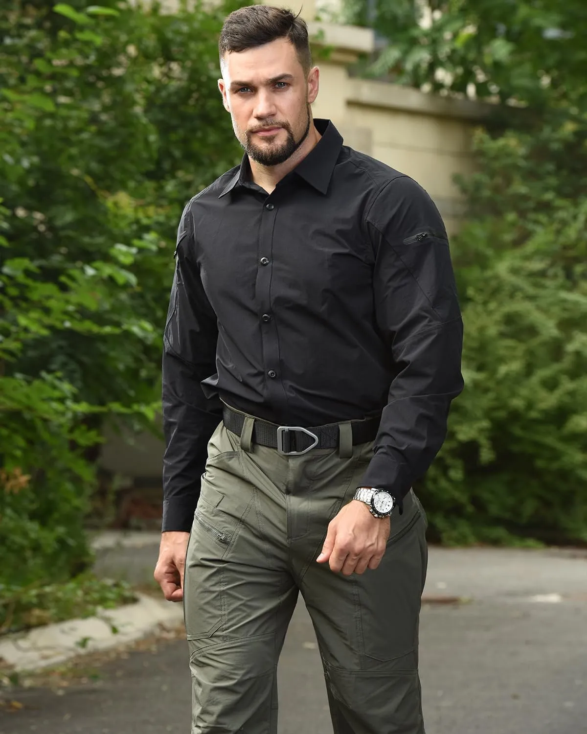 Men's Tactical Shirt Fishing Shirts Long Sleeve Sun Protection Breathable Quick Dry Work Shirt for Hiking