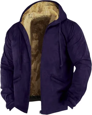 Men's Thick Sherpa Lined Zipper Fleece Hoodie Sweatshirt Winter Warm Jacket Coat Oversized Jackets For Men