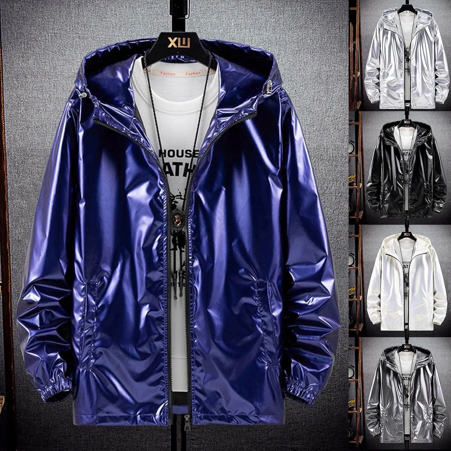 Men's Varsity Jacket Big and Tall Casual Bomber Jacket Fall Fashion Outerwear Coat Baseball Lightweight Jacket