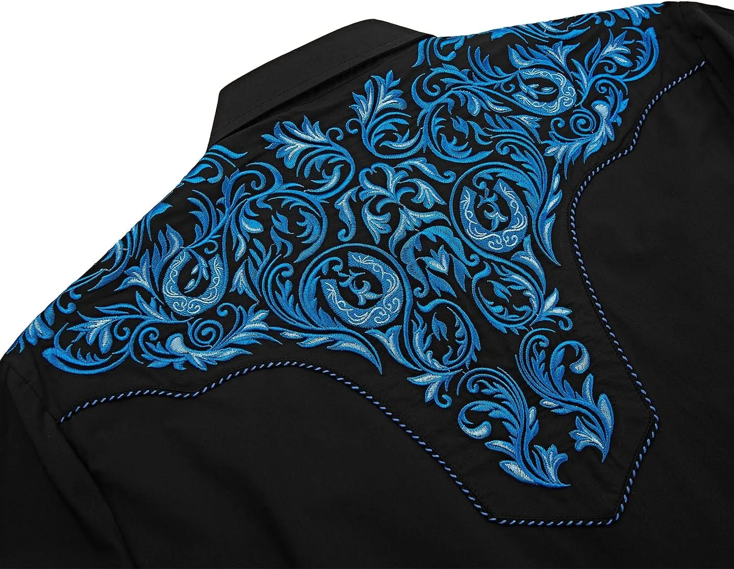 Men's Western Cowboy Shirt Embroidered Long Sleeve Casual Button Down Shirt